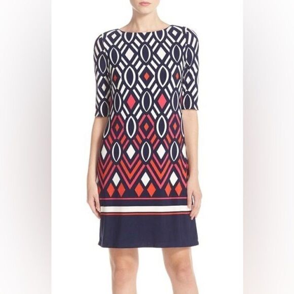 Eliza J Dresses & Skirts - $180 Eliza J Print Jersey A-Line Shift Sheath Cocktail Dress Sz 12